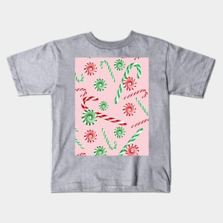 Peppermint dreams on bubblegum pink Kids T-Shirt